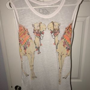 Camel print sleeveless top